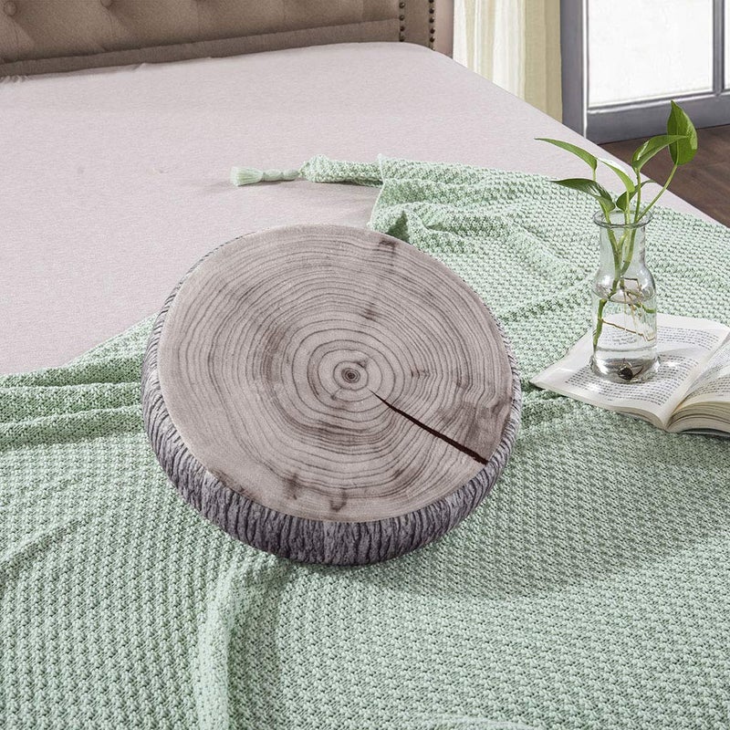 HYSEAS Decorative Round Throw Pillow, 3D Digital Print Comfortable Kids Funny Cute Wood Log Pillow Circle Seating Floor Cushion for Home, Couch, Sofa, Bedroom, Living Room Decor, Green Stump - Image 4